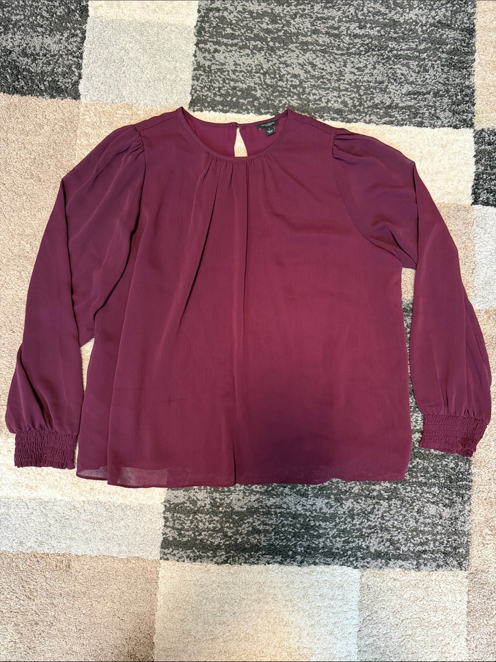 Ann Taylor Factory blouse, burgundy / purple, size L GUC!